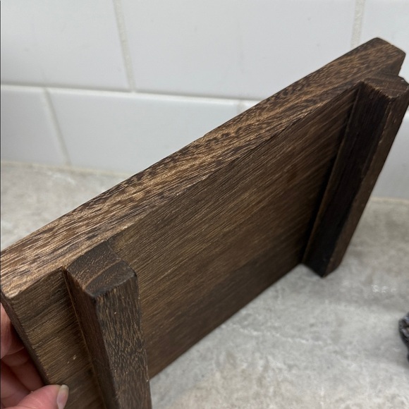 Vintage Ashtray and Mushroom Incense Holder on Wood tray platform. 9x6x7.5 in - Picture 7 of 7